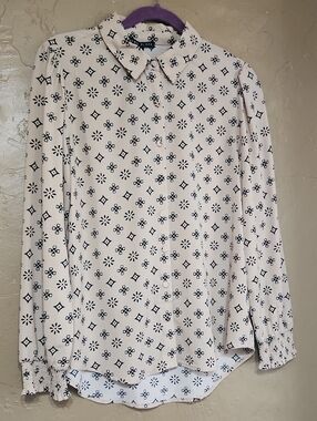 NEW Como Black Button Down Blouse Size Med